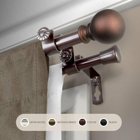 KD ENCIMERA 0.625 in. Jayden Double Curtain Rod with 84 to 120 in. Extension, Cocoa KD3714613